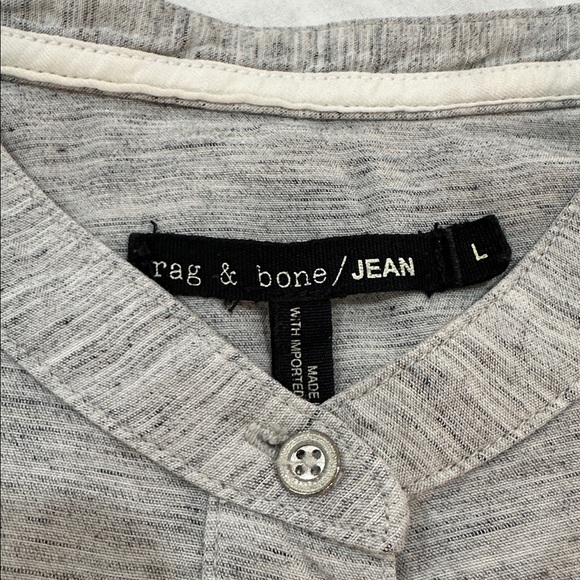 RAG & BONE / JEAN linen blend cropped button down // heather grey //  Large - Picture 4 of 5